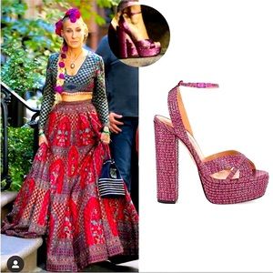 Aquazzura Sundance Plateau Metallic Platform Sandals